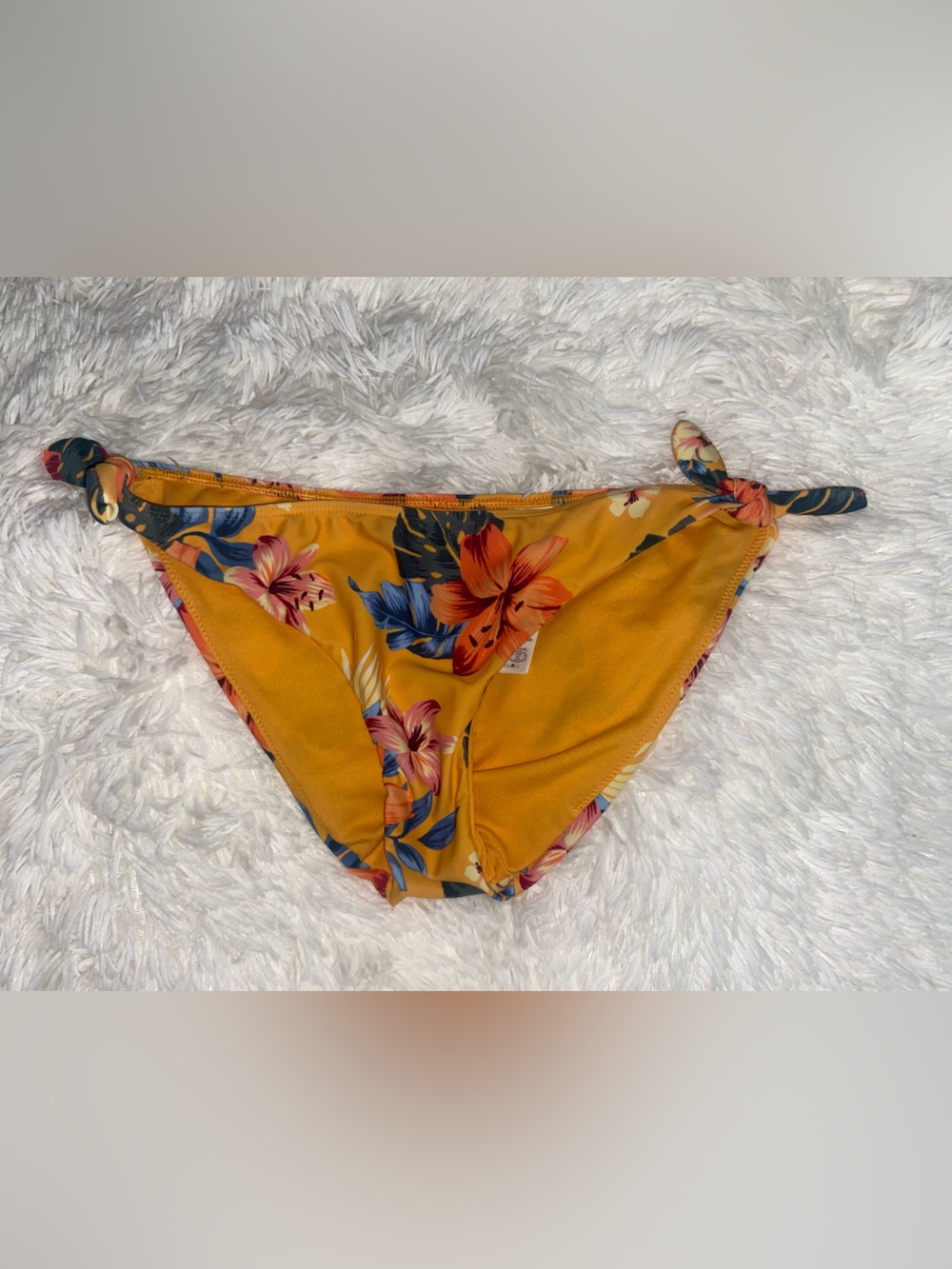 Hollister Mustard Yellow Floral Tie-Side Bikini Bottoms